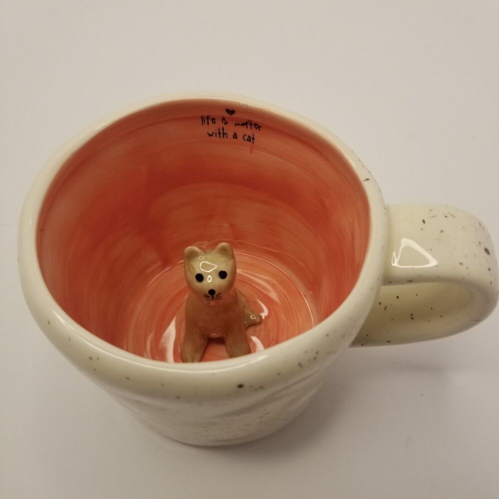 Artisian Natural Life "Life is Better With a Cat"  Peek-A-Boo Coffee Mug
